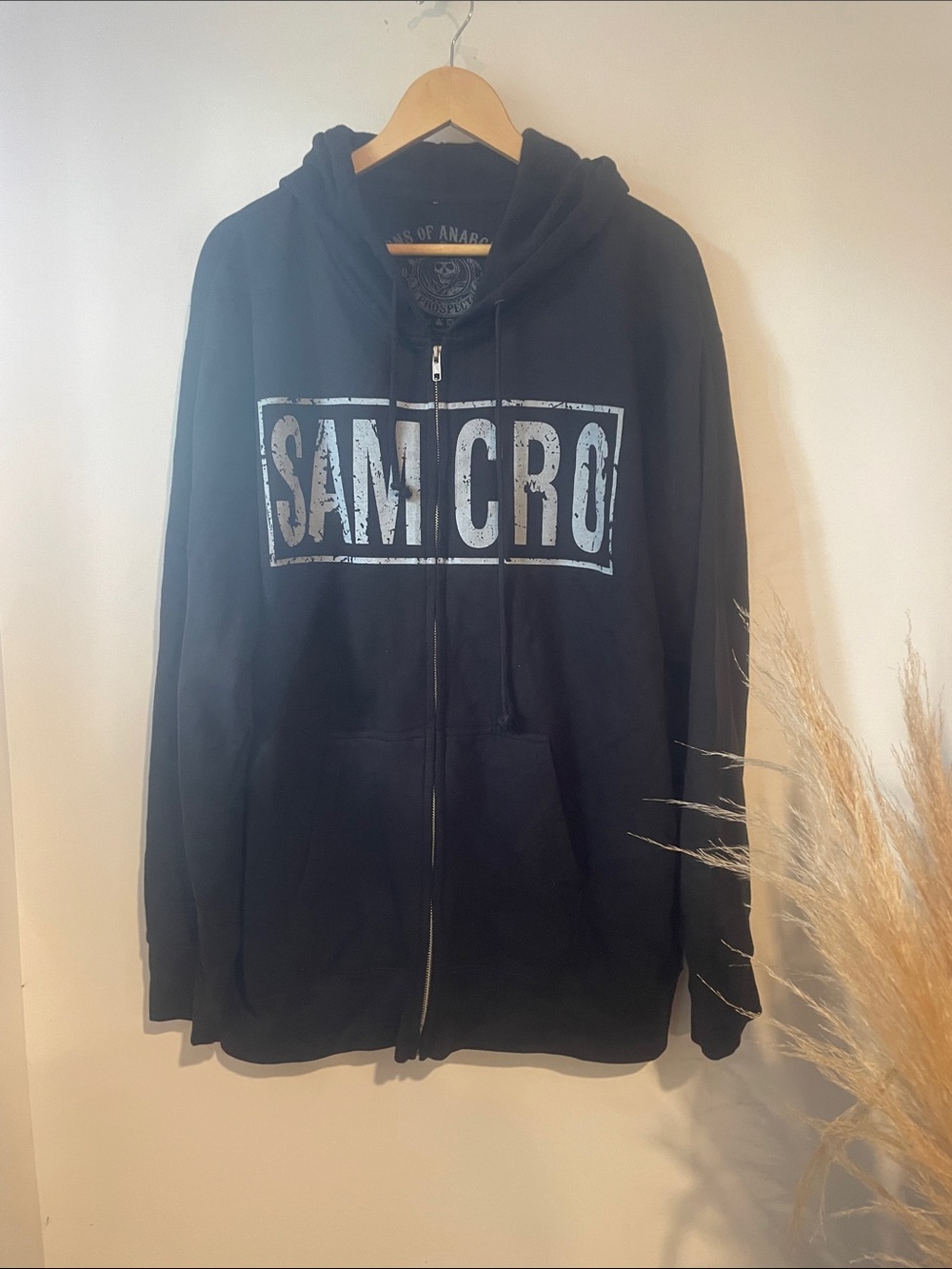 Black Zip-Up Hoodie - Son’s of Anarchy Sweatshirt Y2K Sz 3XL B136